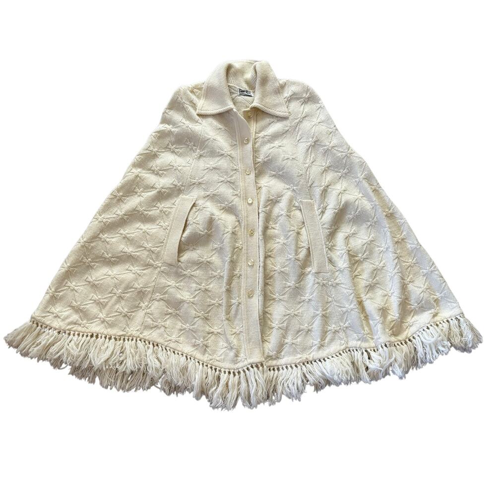 Cuddle Knit VINTAGE Ivory Cream Poncho Wrap One Size